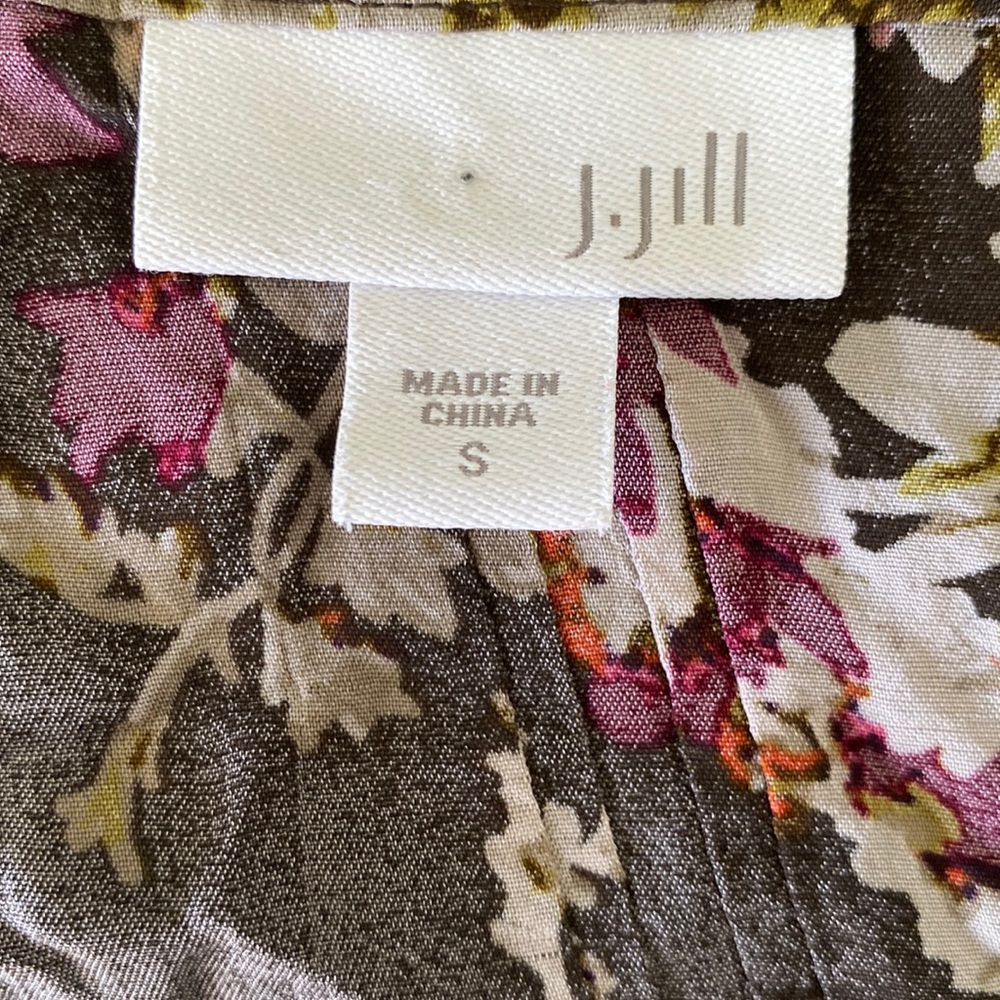 J. Jill Brown Floral Pintuck Pleated Blouse - S - Picture 9 of 11